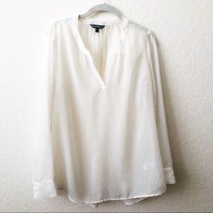 EXPRESS SHEER IVORY DOT BLOUSE